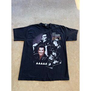 Vintage Wayne Newton Black Graphic Rap  T-Shirt Adult L  I3